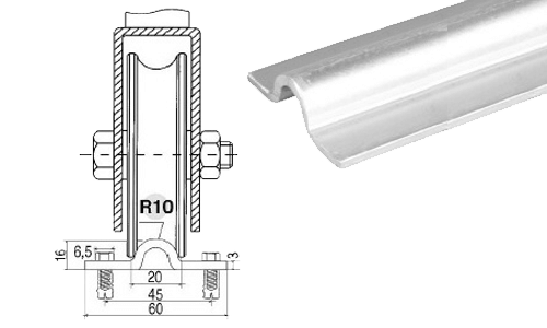 13Carril Zincado Sobreponer Perfil Articulado C-075